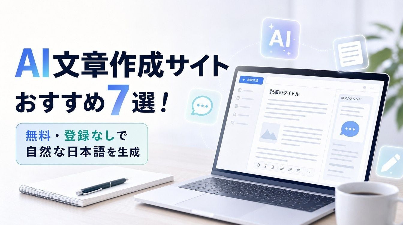 【2026年最新】AI文章作成サイトおすすめ7選！無料・登録なしで自然な日本語を生成