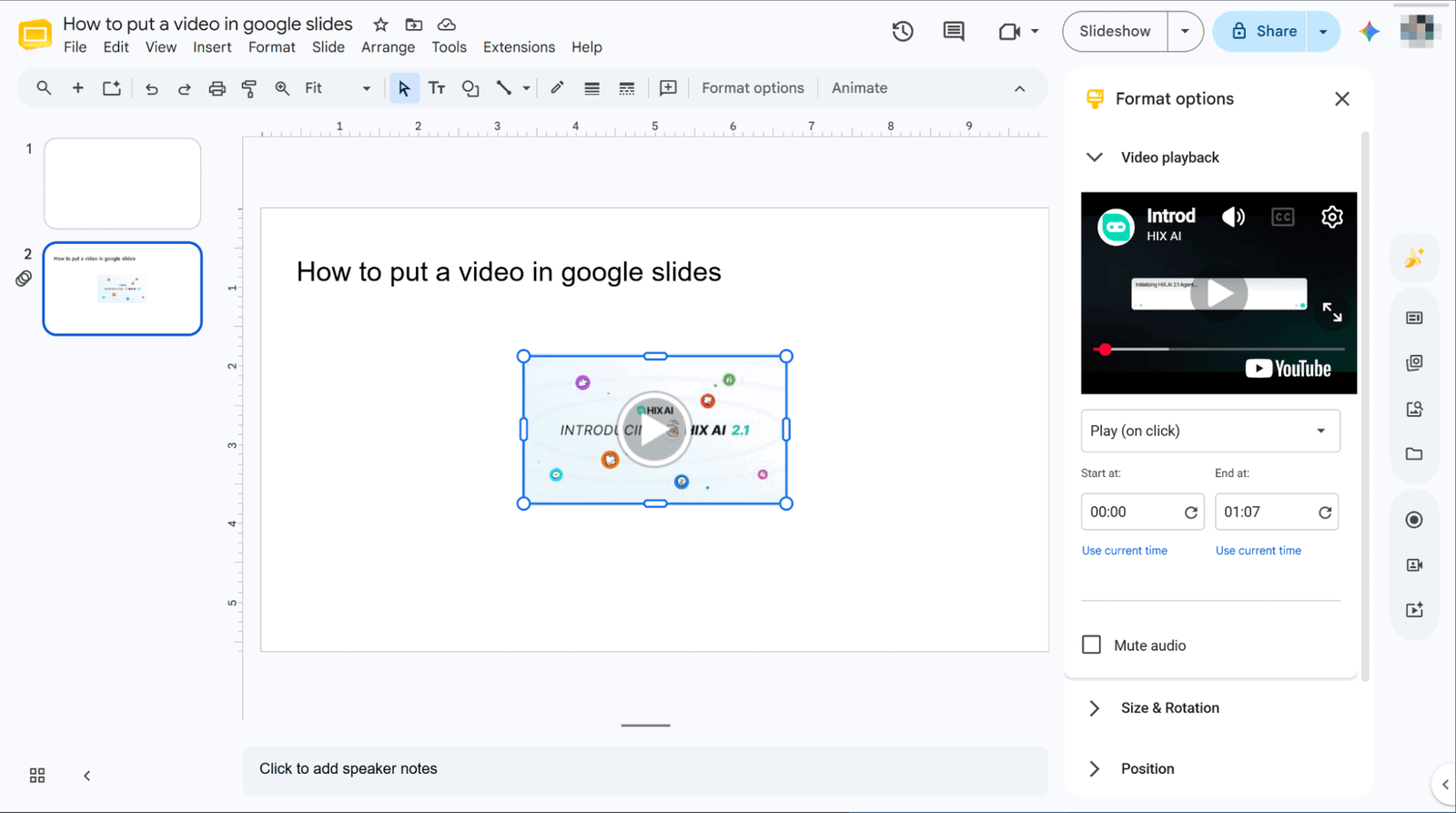 Insertar un video en Google Slides