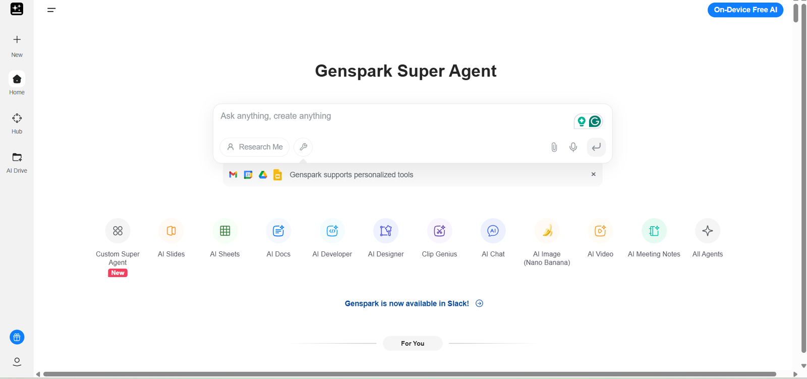 Genspark homepage