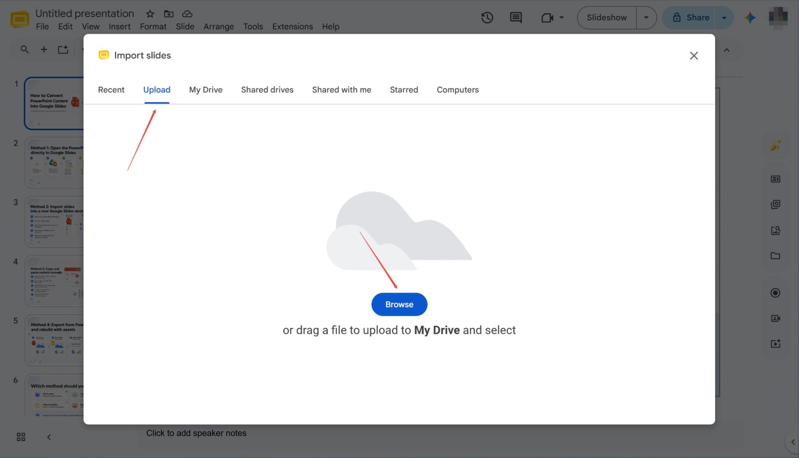 PowerPoint-Datei importieren
