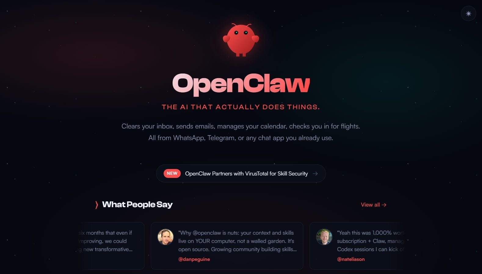 Screenshot di OpenClaw