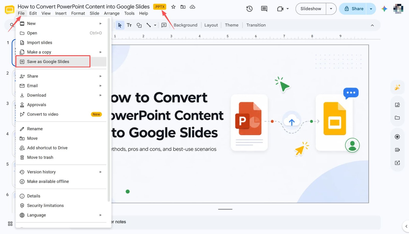Als Google Slides speichern