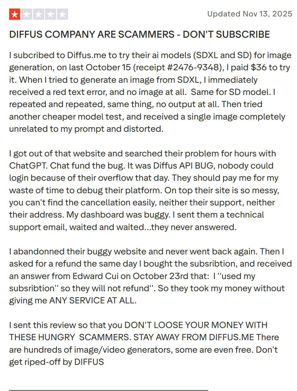 Diffus AI user review
